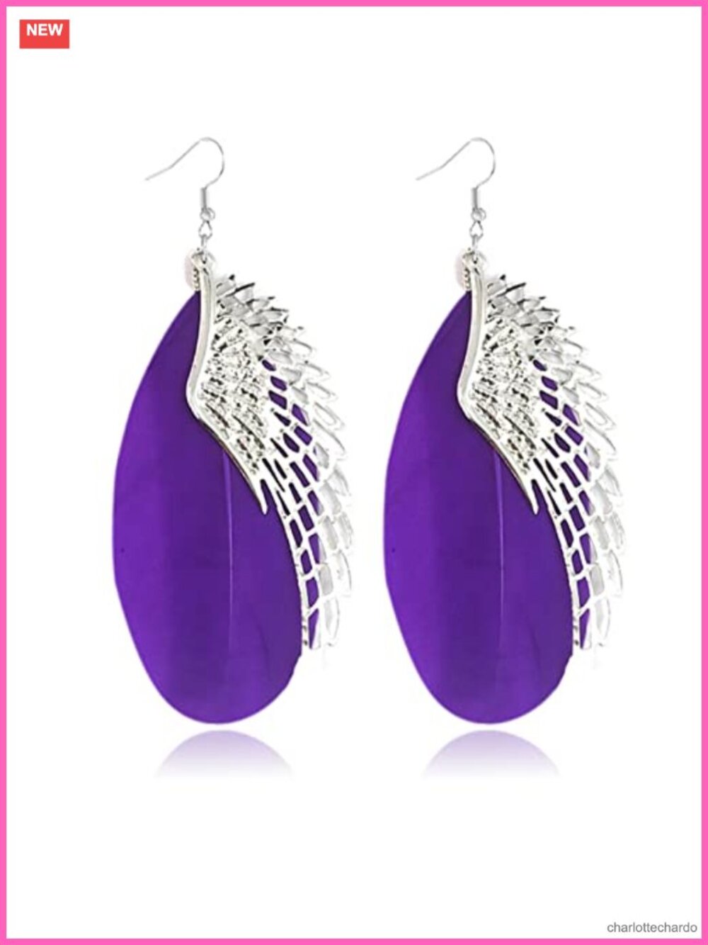 Handmade Angel Wings Feather Dangle Drop Earrings Silver Plated Bohemian